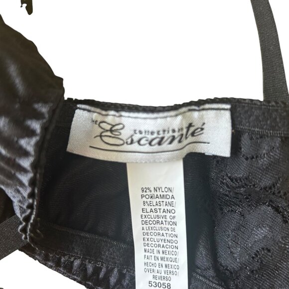 The Escante Collection Black Floral Lace Vintage Inspired Underwire Demi Bra LG - Picture 4 of 5